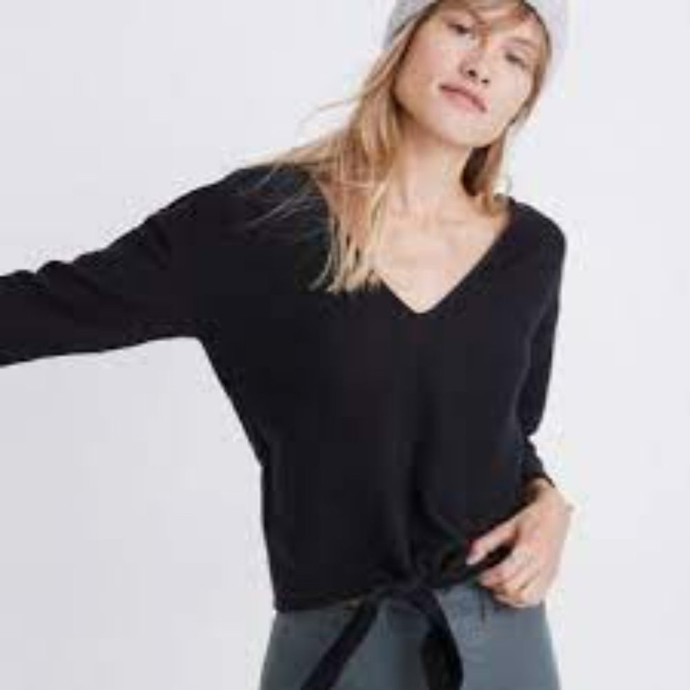Texture & Thread Long Sleeve Black Top